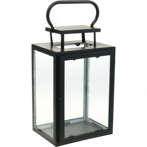 Floristik24 Decorative lantern black metal, rectangular glass lantern 19x15x30.5cm