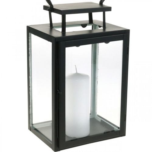 Floristik24 Decorative lantern black metal, rectangular glass lantern 19x15x30.5cm
