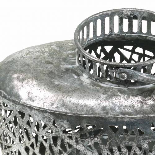 Floristik24 Lantern oval antique look metal silver 15×28cm H19cm