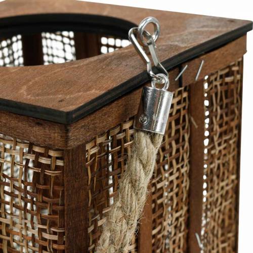 Floristik24 Lantern with braided pattern, candle decoration to hang, wooden lantern H41cm
