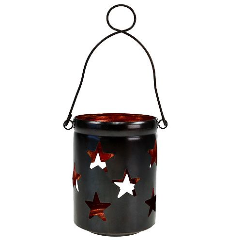 Lantern with star pattern black-copper Ø10cm H13.5cm