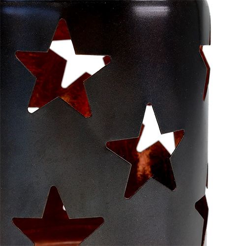 Floristik24 Lantern with star pattern black-copper Ø10cm H13.5cm