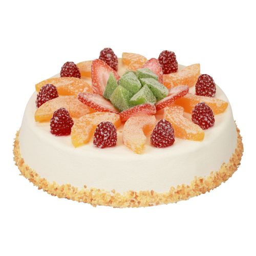 Food dummy, artificial cake with fruits Ø23cm H8.5cm