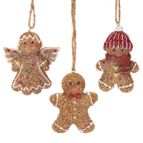 Decorative Hanging Ornaments, Artificial Gingerbread Figures, 7cm, 3 Pieces buy online | Floristik24.ie