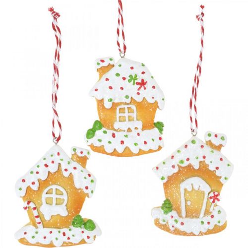 Floristik24 Gingerbread House Christmas Tree Decoration Gingerbread House H9cm 3 pcs