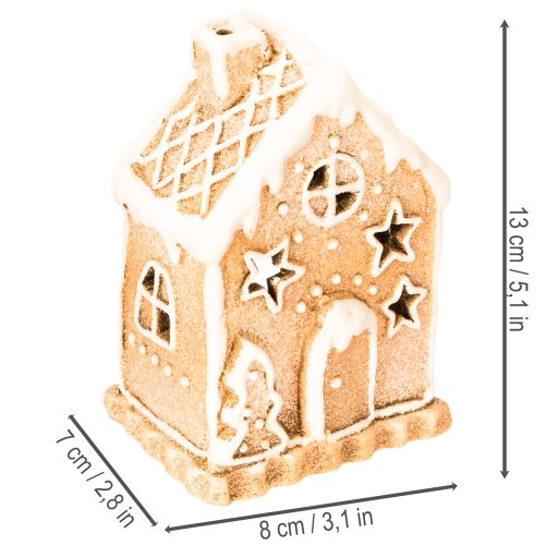 Gingerbread house tealight holder for standing and decorating, 13cm | Floristik24.ie