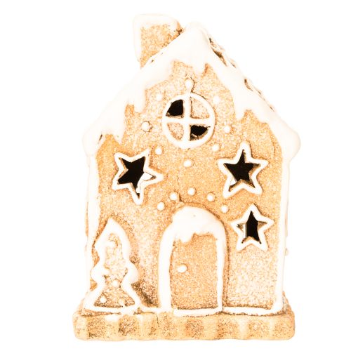 Gingerbread house tealight holder for standing and decorating, 13cm | Floristik24.ie