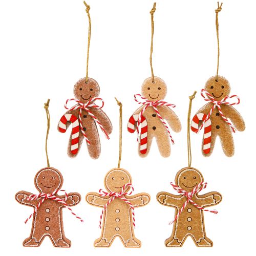 Floristik24 Gingerbread man decoration for hanging wood fiber assorted 8cm 12pcs