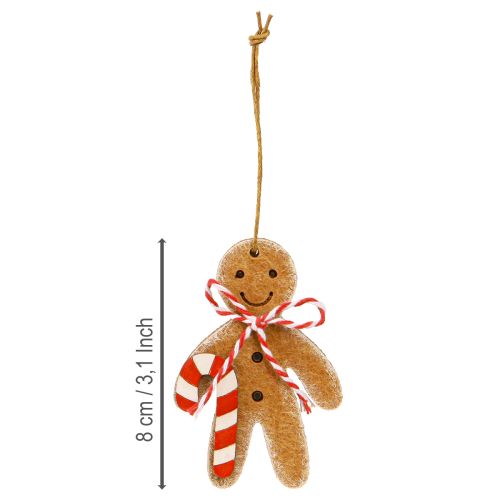 Gingerbread man decoration for hanging wood fiber assorted 8cm 12pcs | Floristik24.ie