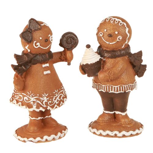 Floristik24 Gingerbread Man Gingerbread Woman Christmas Brown H11cm 2pcs