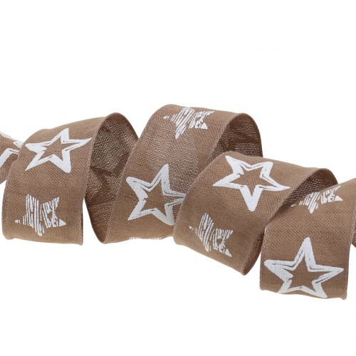 Product Decorative ribbon made of jute with star motif brown 40mm 15m