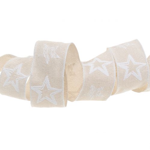 Floristik24 Decorative ribbon made of jute with star motif crème 40mm 15m