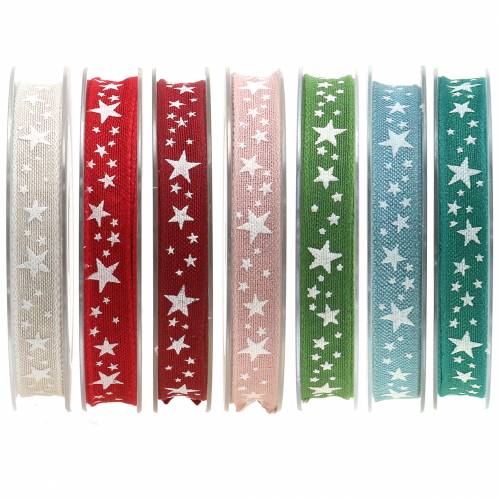 Jute ribbon with star motif 15mm 15m