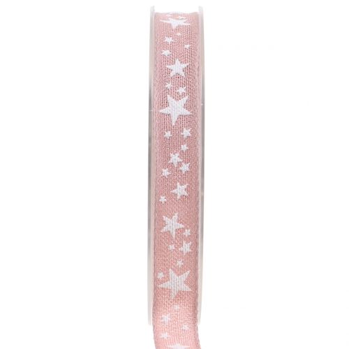 Floristik24 Jute ribbon with star motif pink 15mm 15m