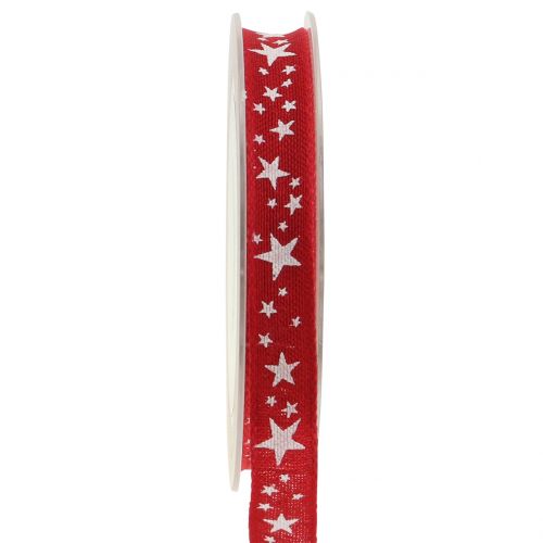 Jute ribbon with star motif red 15mm 15m