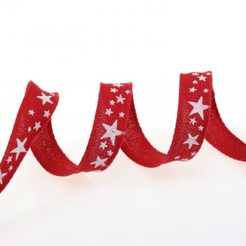 Product Jute ribbon with star motif red 15mm 15m