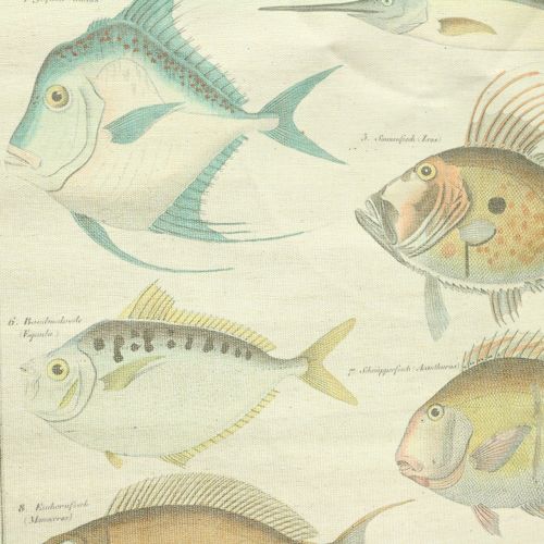 Floristik24 Deco scroll made of linen with fish 60cm x 72cm