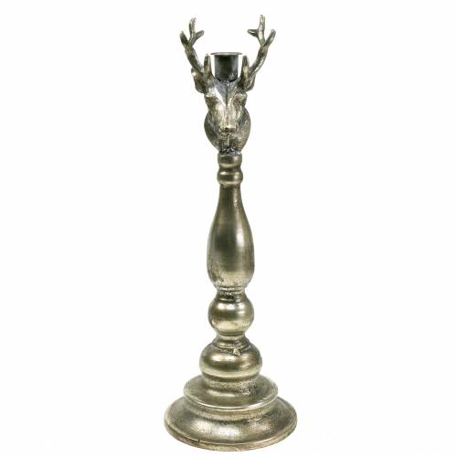 Floristik24 Candlestick deer head silver antique Ø13cm H40cm