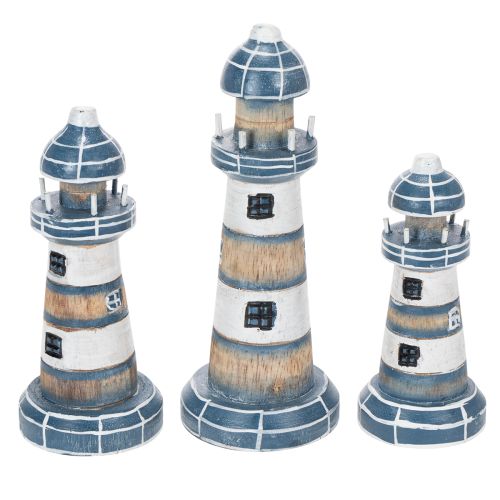 Lighthouse decoration, maritime style, for living room and terrace, 20cm, set of 3.