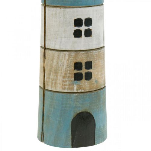 Floristik24 Maritime decoration, lighthouse made of wood, marine decoration, decorative lighthouse blue H31cm