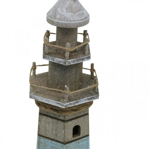 Floristik24 Wooden lighthouse, maritime decoration nature, blue and white shabby chic H35.5cm