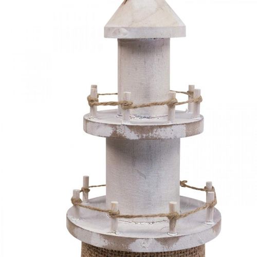 Product Lighthouse wood decoration white, natural maritime decoration H44cm