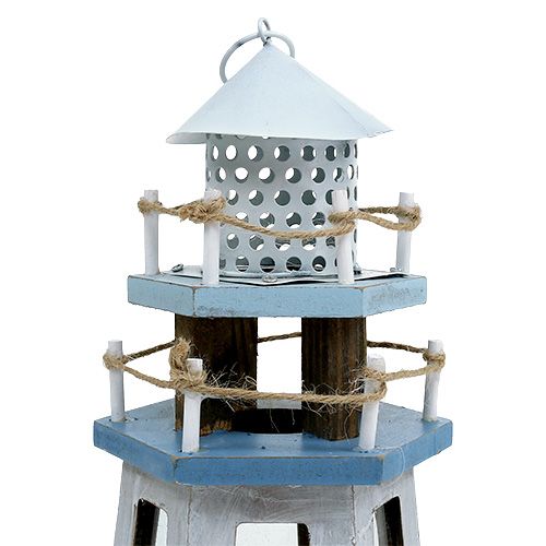 Floristik24 Lighthouse as a tealight holder natural blue H32cm