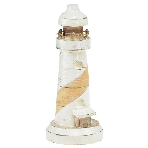 Floristik24 Lighthouse made of wood natural white table decoration Ø7.5cm H19cm