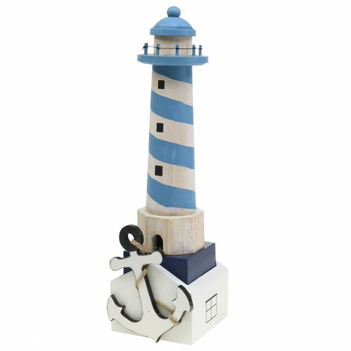 Maritime deco lighthouse light blue 34cm | Floristik24.ie
