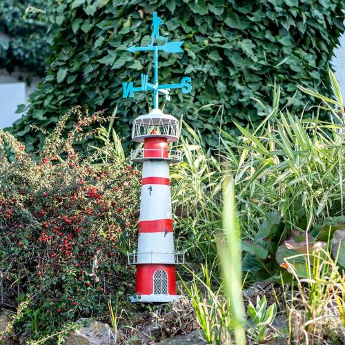 Product Lighthouse red white with weather vane 90cm