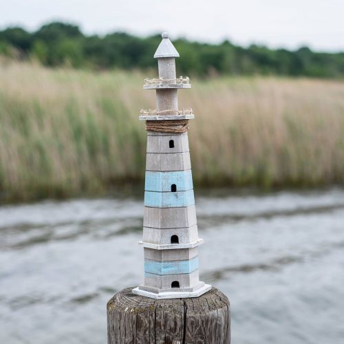 Product Lighthouse to put, maritime wooden decoration nature, blue-white shabby chic H54cm