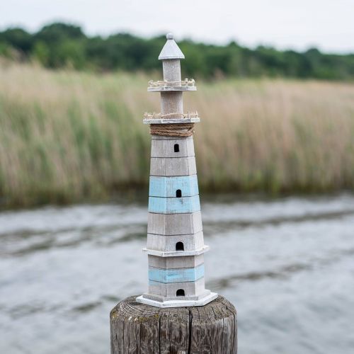 Floristik24 Lighthouse to put, maritime wooden decoration nature, blue-white shabby chic H54cm
