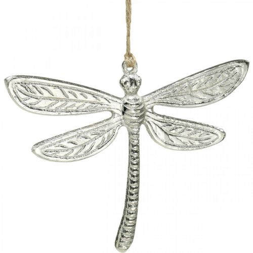 Dragonfly made of metal, summer decoration, decorative dragonfly for hanging silver W12.5cm