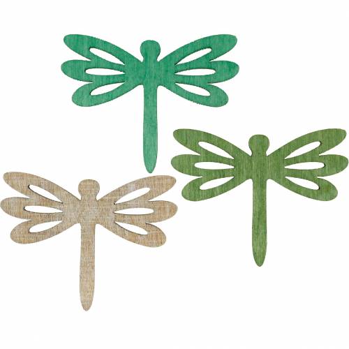 Product Dragonflies to scatter, summer decoration made of wood, table decoration green 48pcs