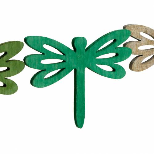 Product Dragonflies for scattering, summer decoration made of wood, table decoration green 48 pcs