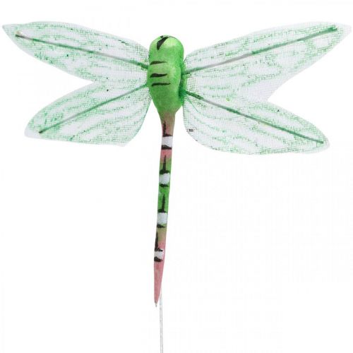 Product Summer decoration, dragonflies on wire, decorative insects yellow, green, blue W10.5cm 6 pcs