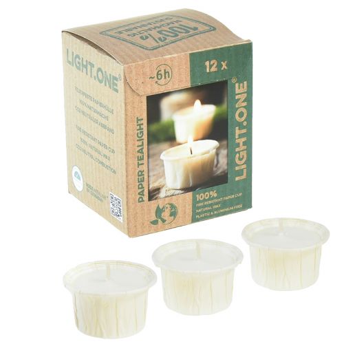 Floristik24 Light.one Paper Tealights Natural Plastic-free Vegan 12 pcs