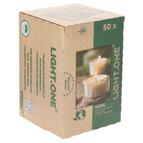 Product Tealight in paper sleeve for festive occasions and atmospheric moments Light One 4cm 50pcs