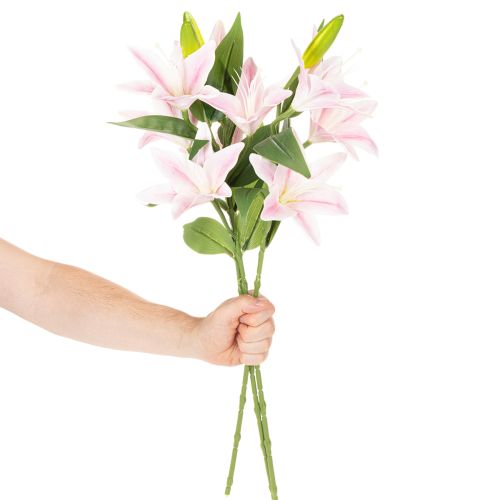 Artificial lily flower, stem flower, decoration, 68cm, 3 pieces | Floristik24.ie