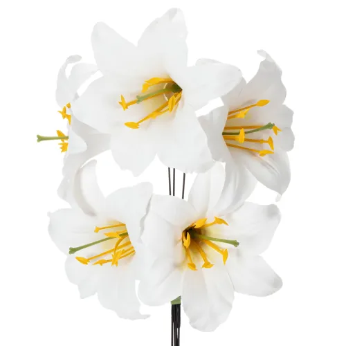 Artificial lily flower, white, on wire, medium size, 35cm, 5 pieces buy online | Floristik24.ie