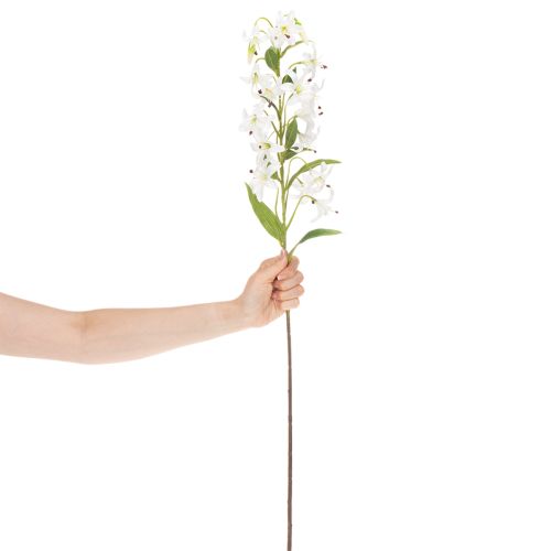 Artificial white lily with long flowering branch, decorative, 80cm | Floristik24.ie