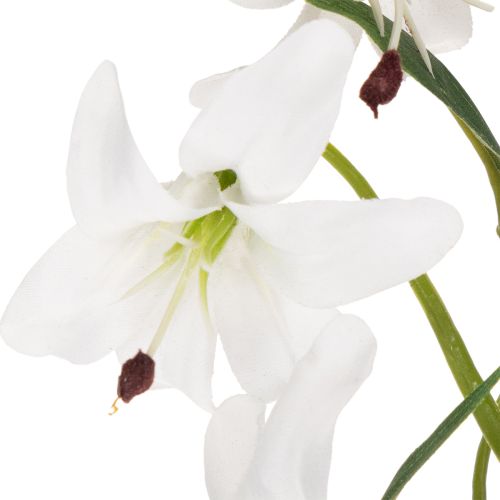 Artificial white lily with long flowering branch, decorative, 80cm | Floristik24.ie