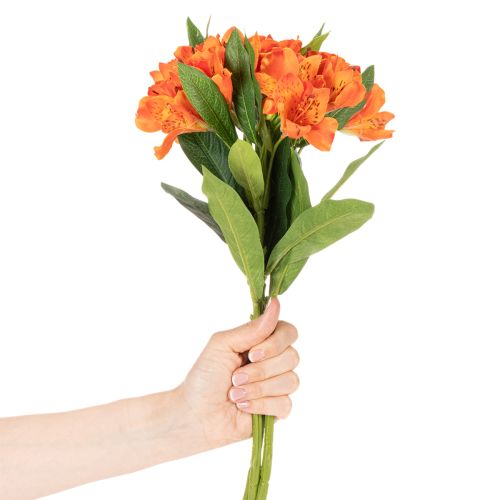 Artificial Alstroemeria Orange flower, artificial bouquet decoration, 75cm, 3 pieces | Floristik24.ie