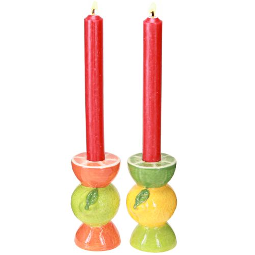 Product Lime and lemon decorative candle holder ceramic H10.5cm 2pcs
