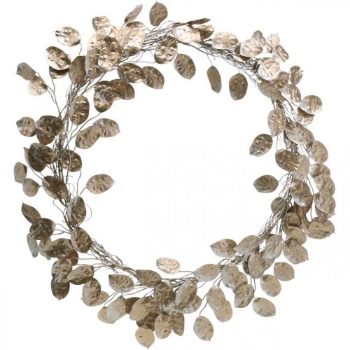 Product Decorative wreath silver leaf artificial wreath of leaves champagne Ø59cm