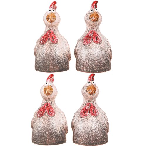 Floristik24 Funny Decorative Chicken Ceramic Decoration Figure Easter 10.5cm 4 Pcs