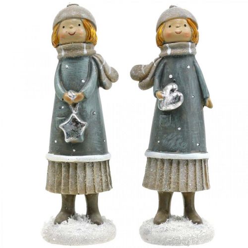 Product Deco figures winter children figures girls H14.5cm 2pcs