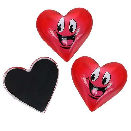 Floristik24 Magnet heart emoticon red 4cm 6pcs