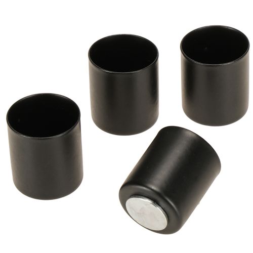 Magnetic candle holder, black metal, H3cm, 4 pieces