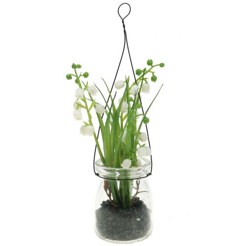 Floristik24 Lily of the valley in a glass to hang H22cm
